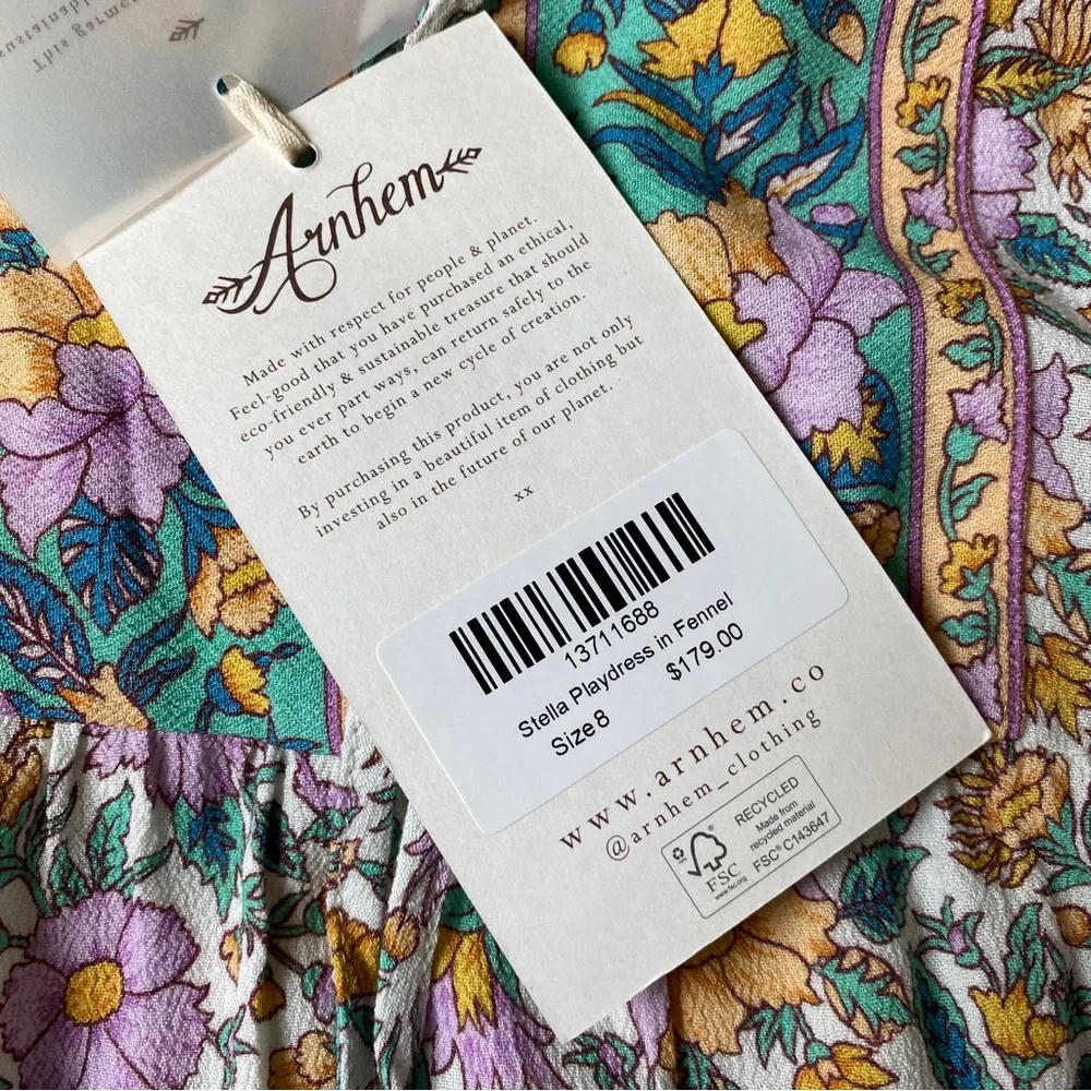 ARNHEM 'Stella' Multicolored Floral Off The Shoulder Play Dress Size 8 RRP $179 - Picture 7 of 16
